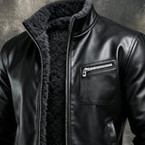 Hernando - Varm læderjakke i sort foret med sherpa