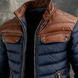 Bonifacio - Polstret jakke i marineblå læder