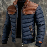 Bonifacio - Polstret jakke i marineblå læder