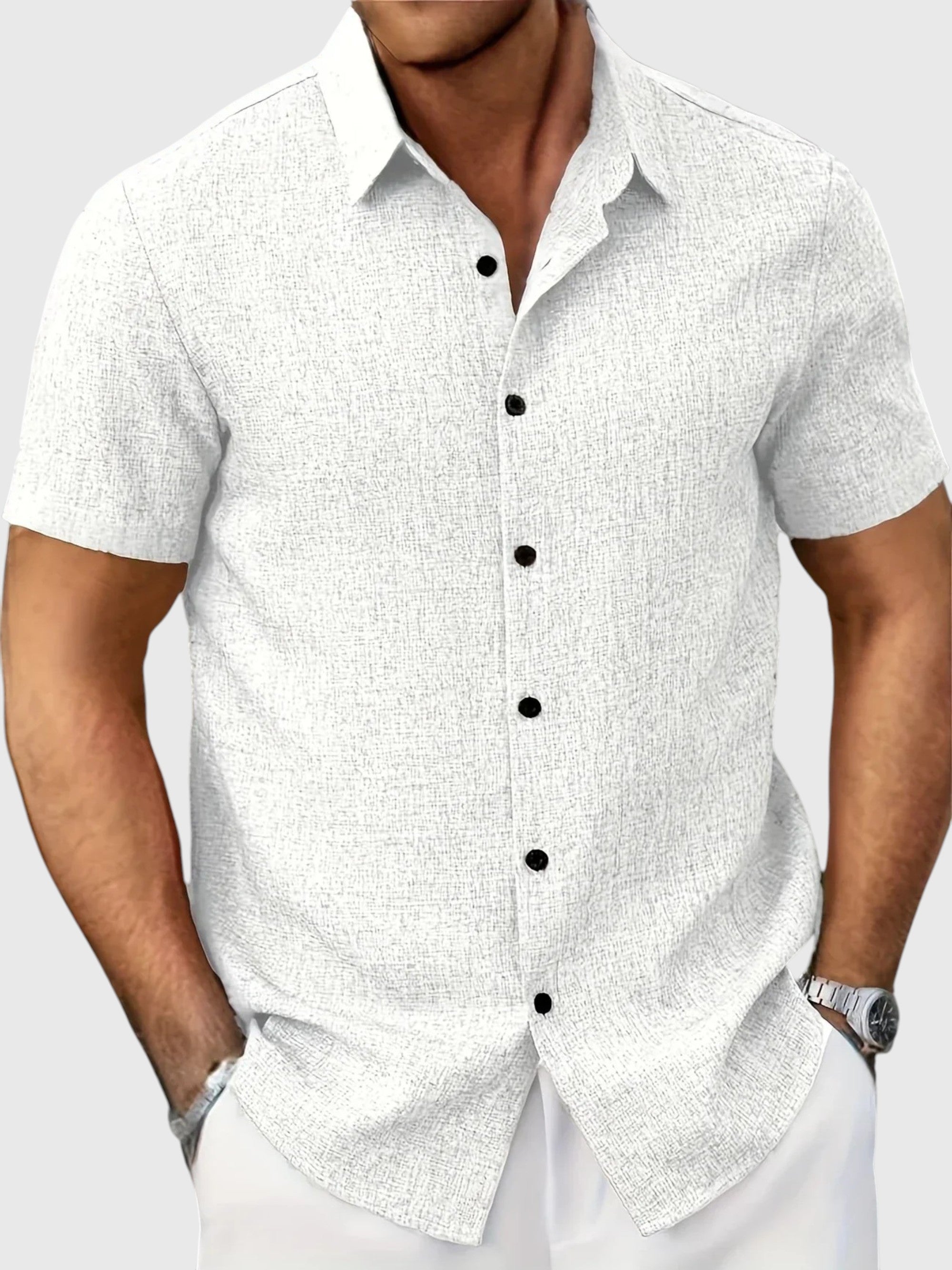 Juan | Let kortærmet skjorte i linblanding