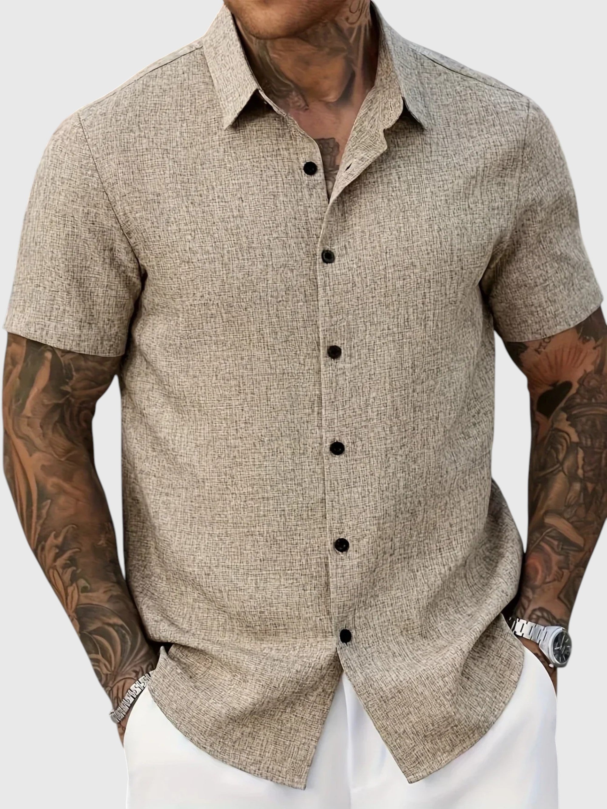 Juan | Let kortærmet skjorte i linblanding