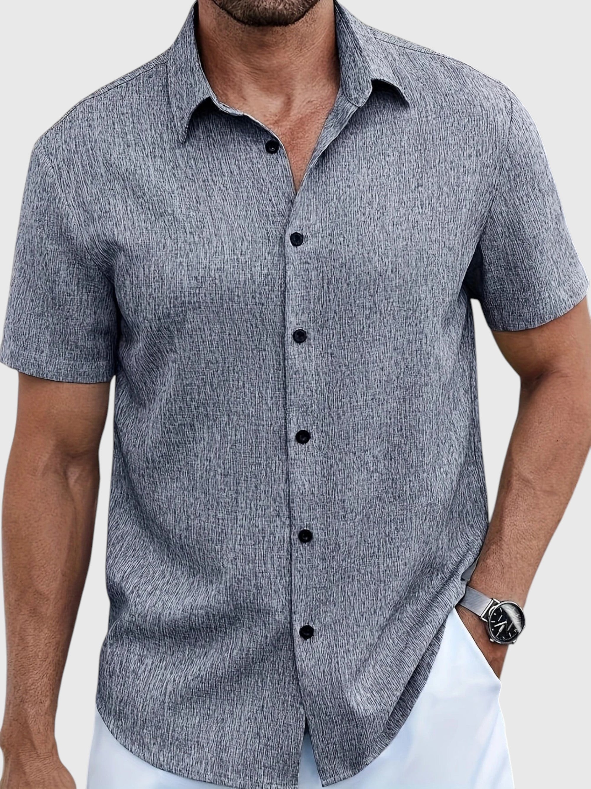 Juan | Let kortærmet skjorte i linblanding