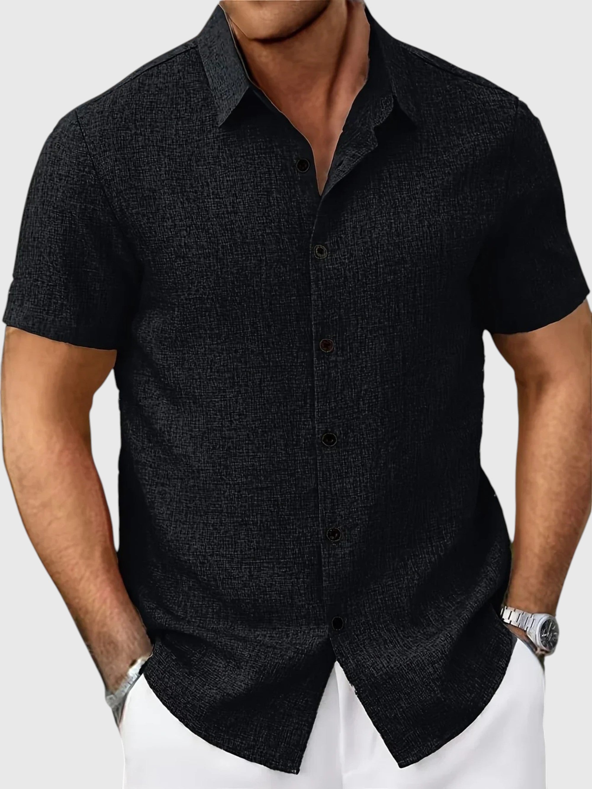 Juan | Let kortærmet skjorte i linblanding